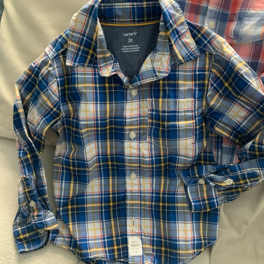 3T boy jeans & plaid shirts button down fall winter spring bundle - Picture 7 of 12